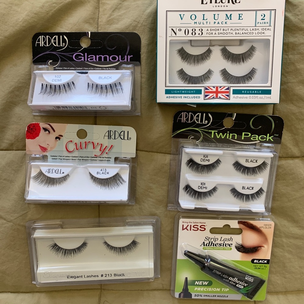 False eyelashes and glue. Brand new